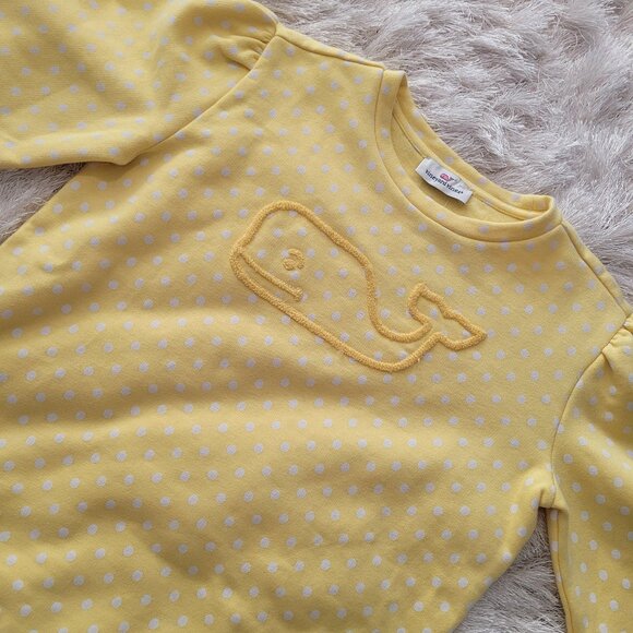 Vineyard Vines Girls Pullover Sweater Polka Dot Whale Yellow Sz M - Picture 3 of 8